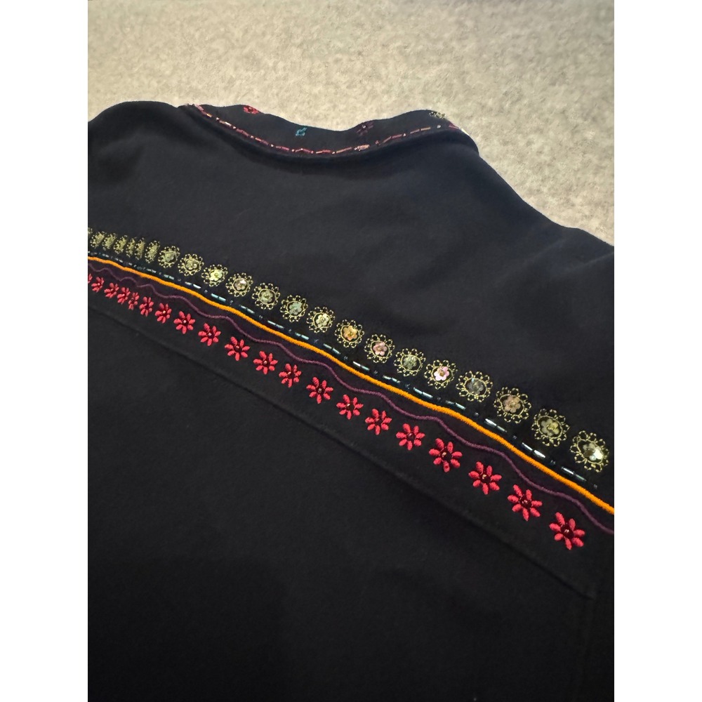 Bechamel Women's Cotton Embroidered Sequin Floral Button Down Cardigan L VTG - Picture 11 of 11
